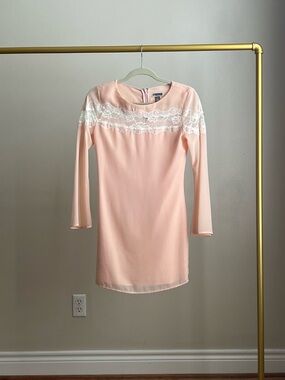 Blush Pink Lace Yoke Sheath Dress